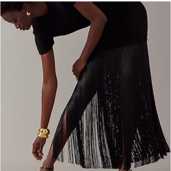 NWT J. Crew Collection Limited Edition Mini Fringe Trim Black Skirt Womens 4 - Picture 2 of 8